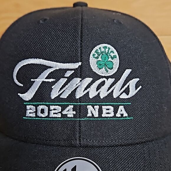 Boston Celtics 2024 NBA Finals Adjustable Hat Cap '47 MVP Black White - Picture 4 of 8